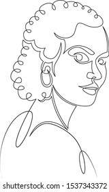 One continuous single drawn art line portrait of a young girl beauty . Isolated image minimalist vector illustration for t-shirt,concept slogan logo design print graphics style