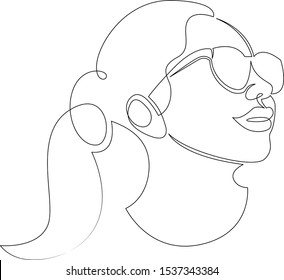 One continuous single drawn art line portrait of a young girl beauty . Isolated image minimalist vector illustration for t-shirt,concept slogan logo design print graphics style