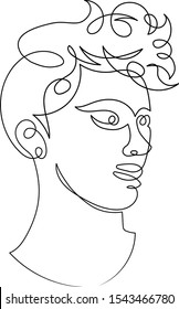 One continuous single drawn art line minimalism doodle character portrait young beautiful guy man boy. Isolated image minimalist vector illustration for t-shirt,concept  logo design print graphics