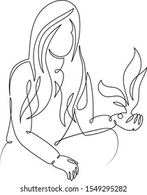 Una línea de arte simple y continua minimalismo doodle granjero agrónomo sosteniendo brotes, semilleros. Ilustración vectorial minimalista de imagen aislada 