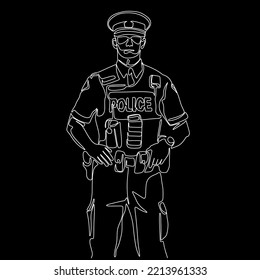 Un contínuo dibujo de una sola línea de arte minimalismo caracter de garabato salvavidas salvavidas rescatando al policía militar con uniforme de verano. Concepto de seguridad.