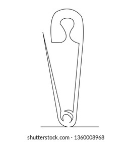 one continuous single drawn line art doodle outline safety pin on white background.