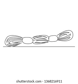 one continuous single drawn line art doodle needlework, handmade, hobby, craft, thread Isolated hand-drawn outline image on white background.thread for needlework