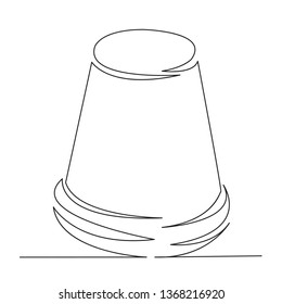 one continuous single drawn line art doodle needlework, handmade, hobby, craft, thread Isolated hand-drawn outline image on white background. thimble needlework