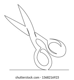 one continuous single drawn line art doodle needlework, handmade, hobby, craft, thread Isolated hand-drawn outline image on white background. needlework scissors