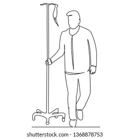 one continuous single drawn line art isolated medicine, medical, dropper, man, doctor isolated hand drawn outline image on white background