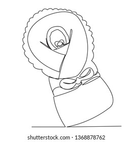one continuous single drawn line art doodle baby, kid, newborn isolated hand-drawn outline image on white background