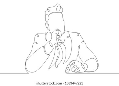 One continuous single drawn line art doodle manager, business, businessman, idea, think, creativity, character . Isolated image  hand drawn continuous outline .CUSTOMER RELATIONSHIP MANAGEMENT