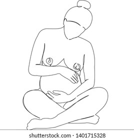 One continuous single drawn line art doodle yoga, mother, female, girl, healthy. isolated image handwriting counter on white background