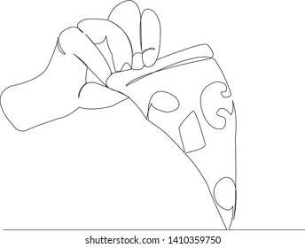 One continuous single drawn line art doodle pizza, vector, food, illustration. Isolated hand-drawn outline image on white background.