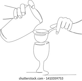One continuous single drawn line art doodle bar, alcohol, party, cocktail, drink. Isolated hand-drawn outline image on white background.