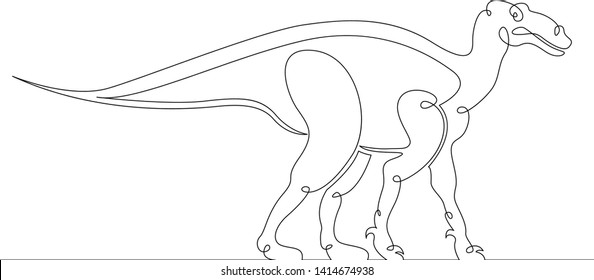 One continuous single drawn line art doodle dinosaur, reptile, jurassic, animal, monster, extinct, wild, ancient, creature. Isolated image  hand drawn outline  white background.