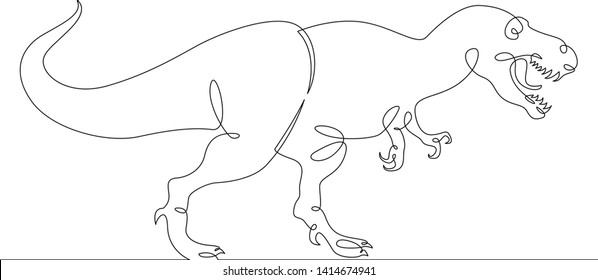 One continuous single drawn line art doodle dinosaur, reptile, jurassic, animal, monster, extinct, wild, ancient, creature. Isolated image  hand drawn outline  white background.