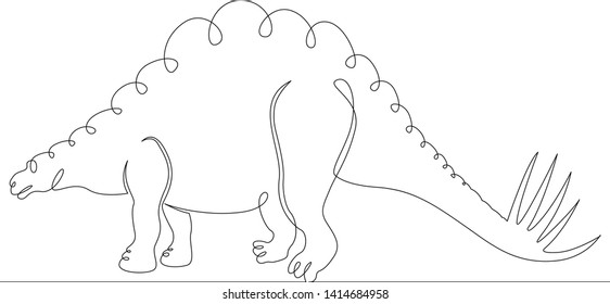 One continuous single drawn line art doodle dinosaur, reptile, jurassic, animal, monster, extinct, wild, ancient, creature. Isolated image  hand drawn outline  white background.