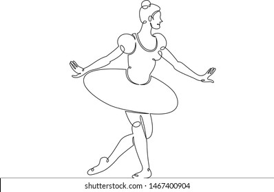 One continuous single drawn line art doodle performance, stage, actor, female, woman, entertainment, girl, theater, ballerina, ballet, dancer . Isolated image  hand drawn outline  white background