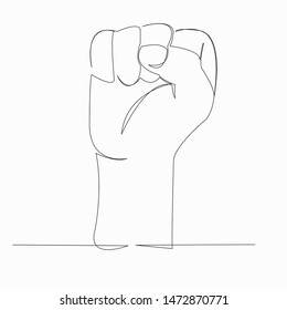 One continuous single drawn line art doodle hand, gesture, finger, score, symbol, language zero . Isolated hand-drawn outline image on white background.