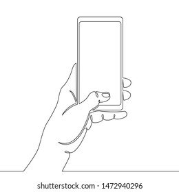 One Continuous Single Drawn Line Art Doodle Mobile, Phone, Technology, Gadget, Communication, Device, Telephone, Display, Electronic, Hand, Smartphone, Palm