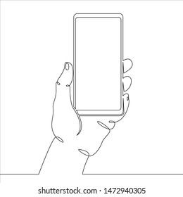 One Continuous Single Drawn Line Art Doodle Mobile, Phone, Technology, Gadget, Communication, Device, Telephone, Display, Electronic, Hand, Smartphone, Palm