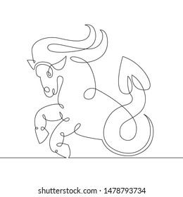 One continuous single drawn line art doodle icon zodiac, astrology, calendar, sign, horoscope, astrological, constellation, zodiacal. Isolated image  hand drawn outline. Capricorn, December, January