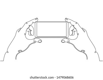 One continuous single drawn line art doodle mobile, phone, technology, gadget, communication, device, telephone, display, electronic, hand, smartphone, palm