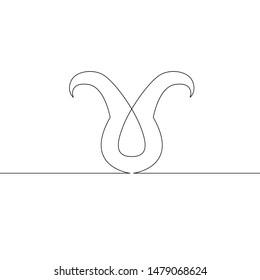 One continuous single drawn line art doodle icon zodiac, astrology, calendar, sign, horoscope, astrological, constellation, zodiacal, mystic. Isolated image  hand drawn outline.Taurus, April, May