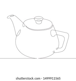 One continuous single drawn line art doodle tea, coffee, pot, teapot, drink, kettle, beverage, ceramic, cafe . Isolated image  hand drawn