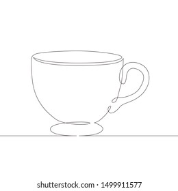 One continuous single drawn line art doodle tea, cup, coffee, drink, cafe, mug, hot . Isolated image  hand drawn