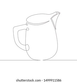 One continuous single drawn line art doodle milk, drink, dairy, jug, creamer, cream, food . Isolated image  hand drawn