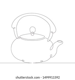 One continuous single drawn line art doodle tea, coffee, pot, teapot, drink, kettle, beverage, ceramic, cafe . Isolated image  hand drawn