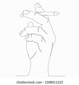 One continuous single drawn line art doodle cigarette, smoke, vector, addiction. isolated image hand-drawn contour on a white background