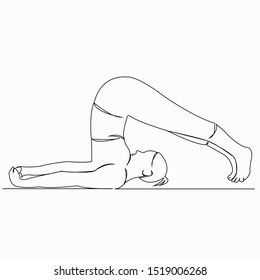 One continuous single drawn line art doodle yoga, exercise, pose, female, asana. isolated image hand-drawn contour on a white background