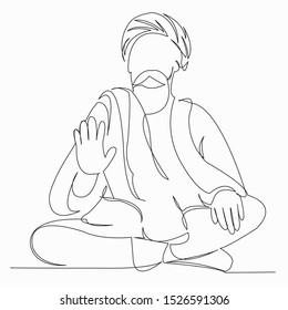 One continuous single drawn line art doodle religion, indian, hinduism, india, holy. isolated image hand-drawn contour on a white background