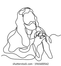 One continuous single drawn line art doodle spirituality Jesus Christ sermon, prayer .Isolated image of a hand drawn outline on a white background.