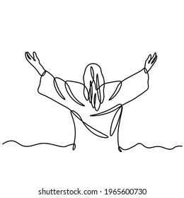 One continuous single drawn line art doodle spirituality Jesus Christ sermon, prayer .Isolated image of a hand drawn outline on a white background.