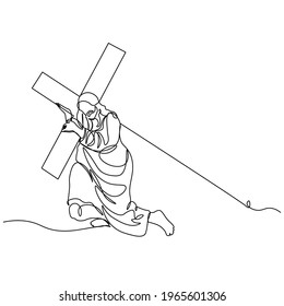 One continuous single drawn line art doodle spirituality cross  crucifixion Jesus Christ  Isolated image hand drawn outline white background 