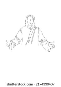 One continuous single drawn line art doodle spirituality Jesus Christ sermon  prayer  
