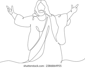 
One continuous single drawn line art ,spirituality Jesus Christ sermon, Vector illustration