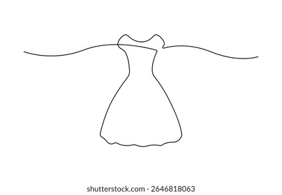 Um contínuo único desenho linha arte doodle manequim, vestido, moda, feminino, Manequim única linha arte ilustração vetor. Vetor editável.
