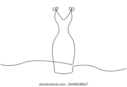 Um contínuo único desenho linha arte doodle manequim, vestido, moda, feminino, Manequim única linha arte ilustração vetor. Vetor editável.