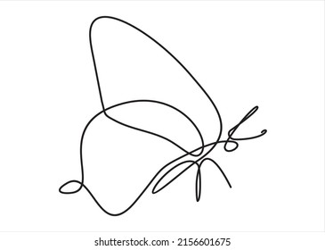 One Continuous Single Line Butterfly Isolated Stock Vector (Royalty ...