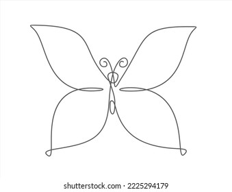 Eine durchgehende einzelne Zeile Schmetterling einzeln auf weißem Hintergrund.