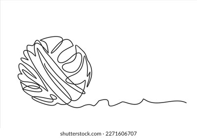 One continuous single line of Clew ball of thread. Continuous one line drawing vector illustration