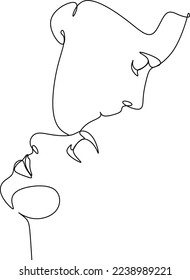One continuous, single line  drawing of a woman and a man. Hugs of a young couple, lovers, woman and man. Doodles. Romantic.