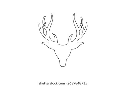 One continuous single line of half deer head poster isolated, Santa's Reindeer Continuous Line Drawing ,Set of Santa's Reindeer Flying.
