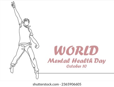 Eine durchgehende einzelne Linie von Männern. Der Weltpsychische Gesundheitstag wird jedes Jahr am 10. Oktober beobachtet. Eine psychische Krankheit ist ein Gesundheitsproblem, das sich signifikant auf die Gefühle, das Denken und das Verhalten eines Menschen auswirkt.