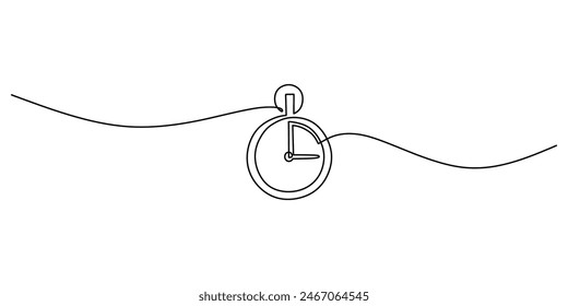 One continuous single line of stopwatch isolated on white background.