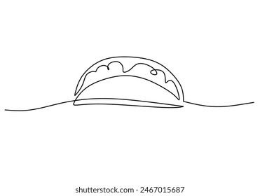 One continuous single line of taco hand drawn isolated on white background. Mexican food tacos vector illustration.