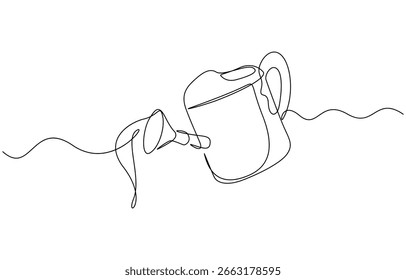 One continuous single line of water sprinkler vector illustration. Editable outline