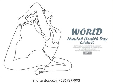 One continuous single line of women. World Mental Health day is observed every year on October 10, A mental illness is a health problem that significantly affects how a person feels, thinks, behaves.