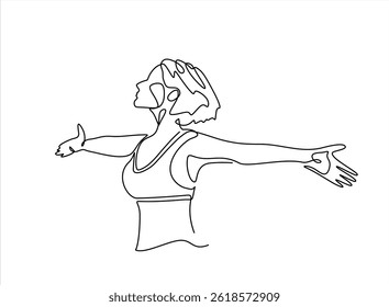 One continuous single line of women. World Mental Health day.  Editable stroke., A mental illness is a health problem that significantly affects how a person feels, thinks, behaves.